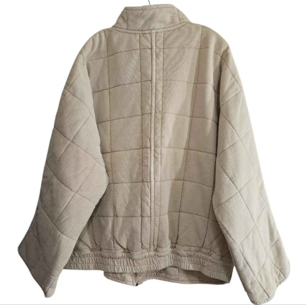 Free People Dolman Quilted Knit Jacket In Vanilla Creme XL Oversized Casual - Picture 8 of 15